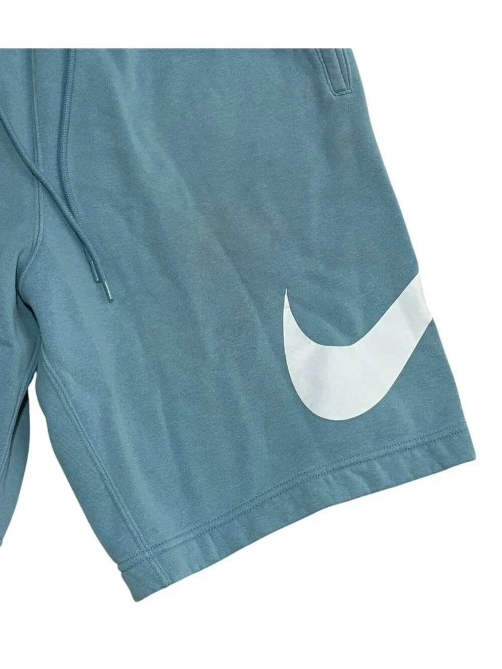 NIKE Club Brushed Fleece Shorts Swoosh Graphic Blue White Sz S FN3906-464